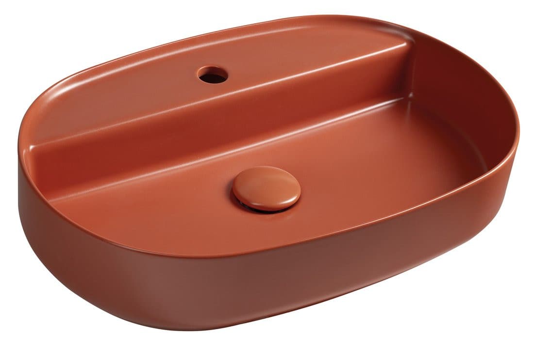 INFINITY OVAL umywalka ceramiczna nablatowa, 60x40cm, terracotta
