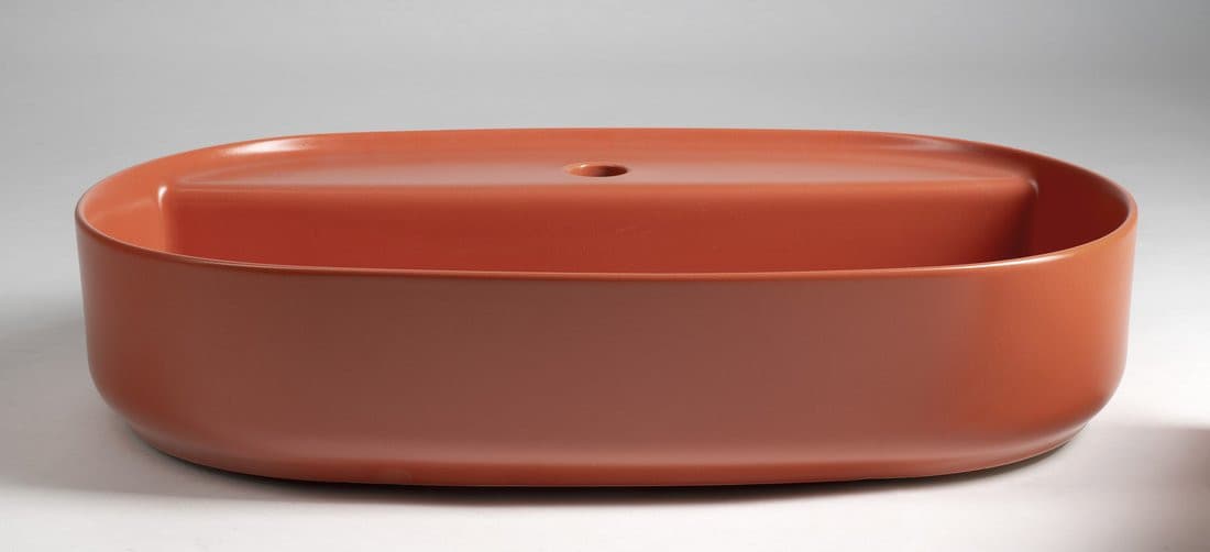 INFINITY OVAL umywalka ceramiczna nablatowa, 60x40cm, terracotta