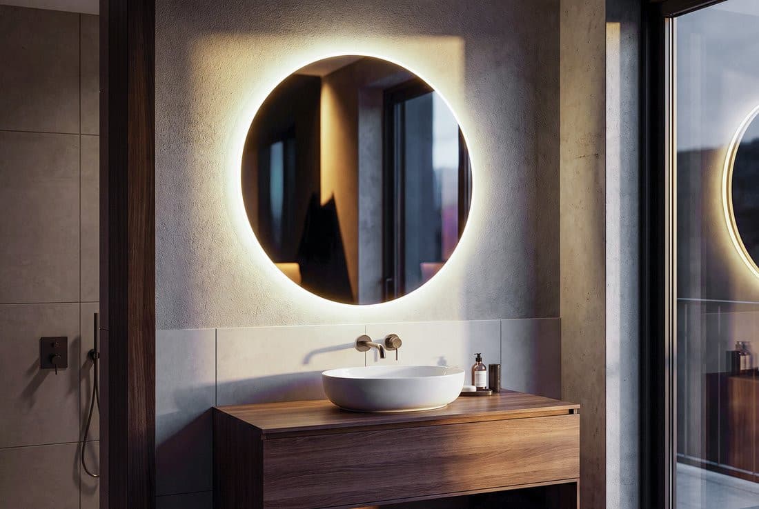 URSA lustro z oświetleniem LED średnica 70cm, czujnik dotykowy, ściemnialne