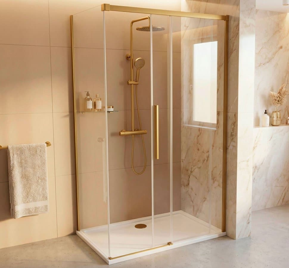 LUXOR GOLD MATT kabina prysznicowa kwadratowa 1000x1000mm wariant L/P