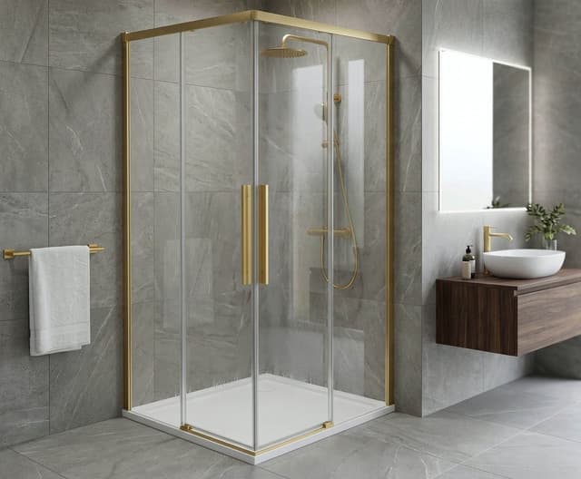 LUXOR GOLD MATT kabina prysznicowa kwadratowa narożna 900x900mm, wejście narożne
