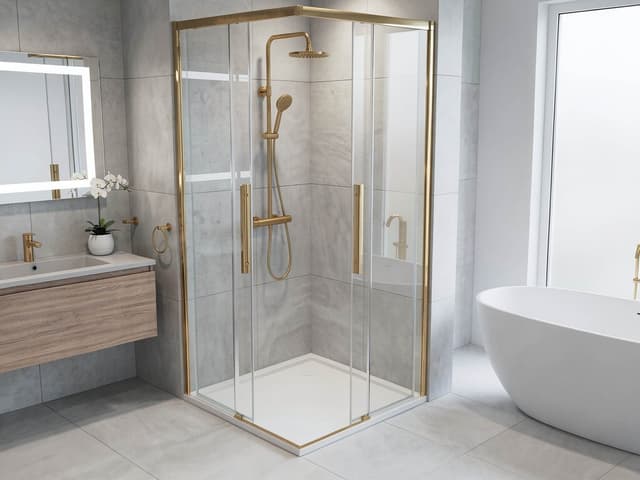 LUXOR GOLD MATT kabina prysznicowa kwadratowa narożna 900x900mm, wejście narożne