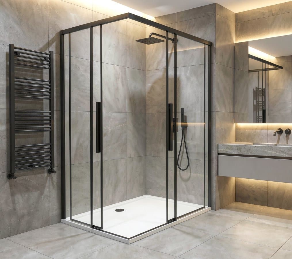 LUXOR BLACK kabina prysznicowa prostokątna 900x800mm wariant L/P, wejście z rogu