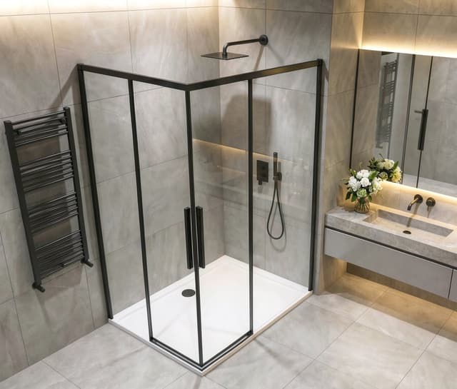 LUXOR BLACK kabina prysznicowa prostokątna 900x800mm wariant L/P, wejście z rogu