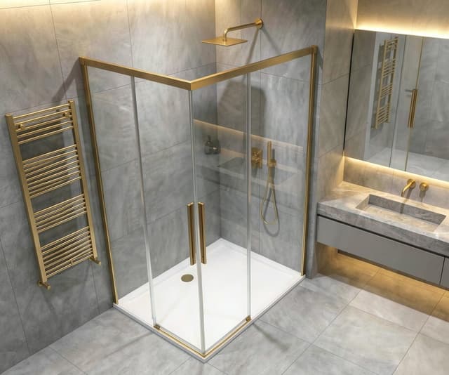 LUXOR GOLD MATT kabina prysznicowa prostokątna 1000x800mm wariant L/P, wejście z rogu