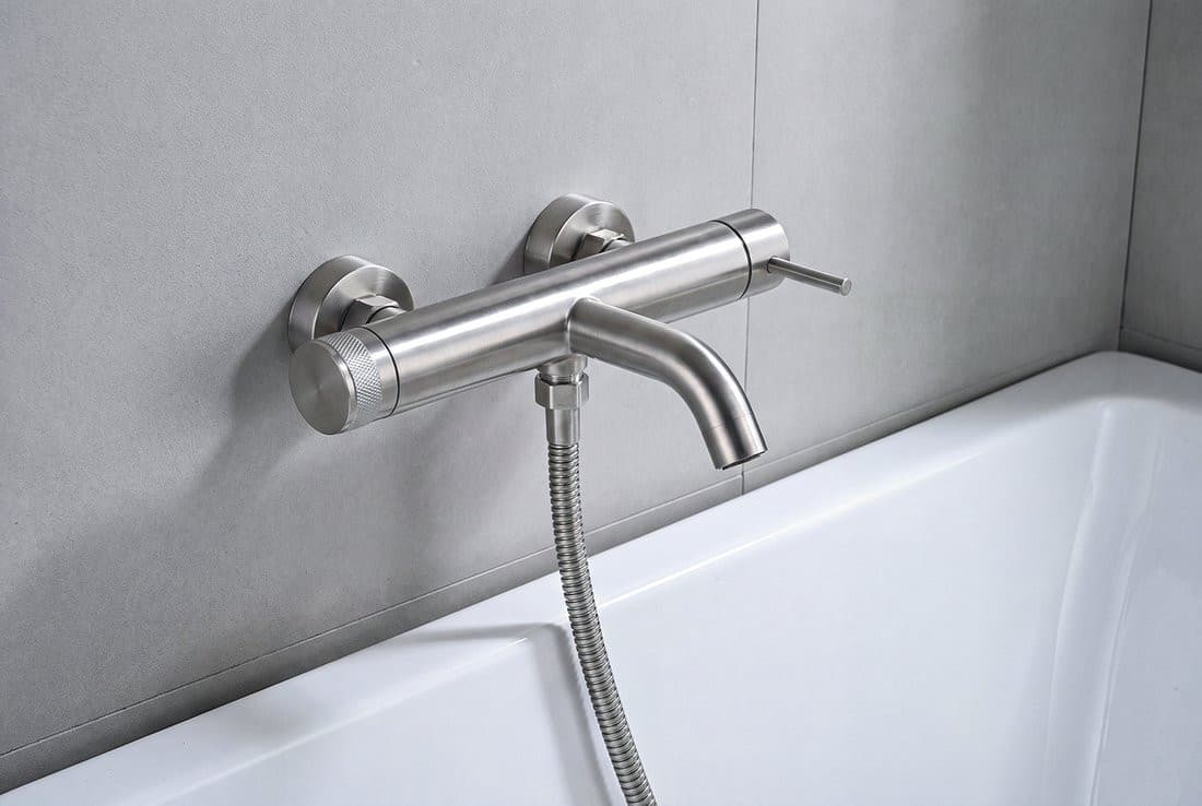 MINIMAL bateria wannowa ścienna, stal nierdzewna mat