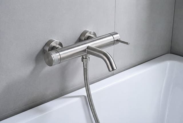 MINIMAL bateria wannowa ścienna, stal nierdzewna mat