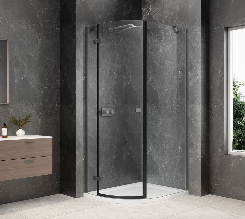 GLOBE GUN METAL kabina prysznicowa półokrągła 800x1000mm, szkło czyste, lewe