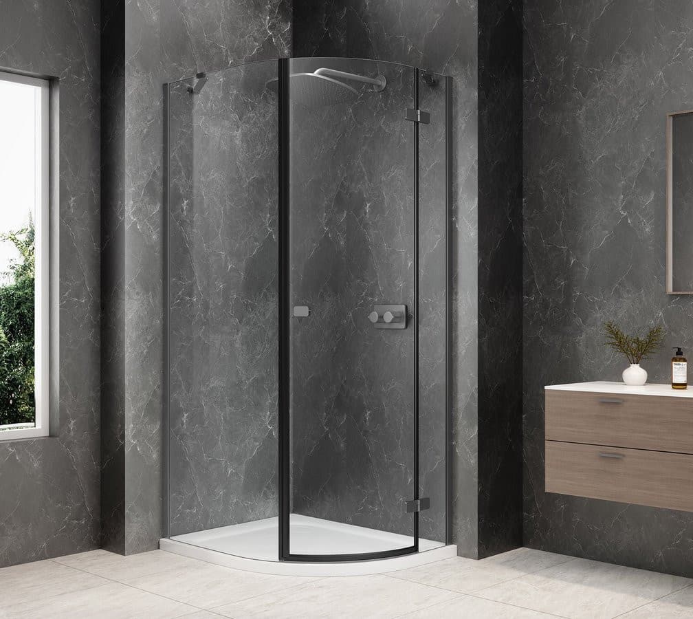 GLOBE GUN METAL kabina prysznicowa półokrągła 800x1000mm, szkło czyste, prawe
