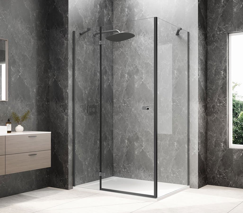 GLOBE GUN METAL prostokątna kabina prysznicowa 1000x800mm, szkło czyste, lewe