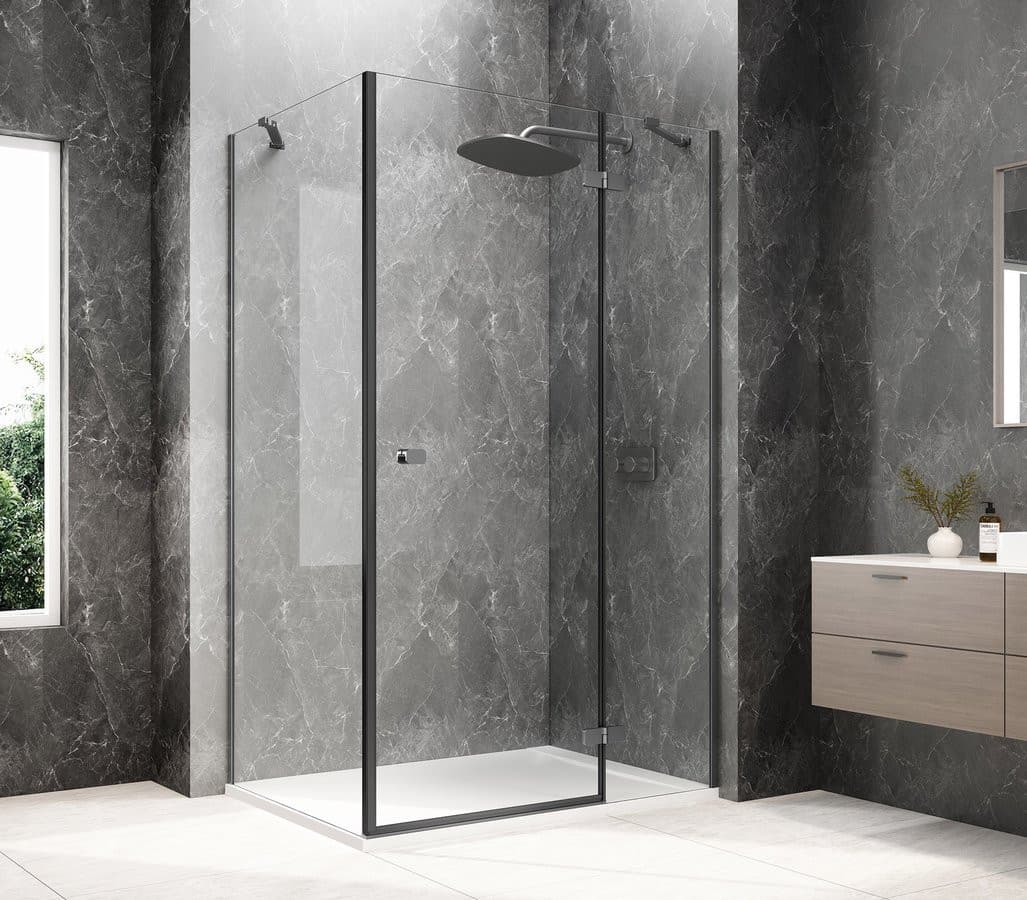 GLOBE GUN METAL prostokątna kabina prysznicowa 1000x800mm, szkło czyste, prawe