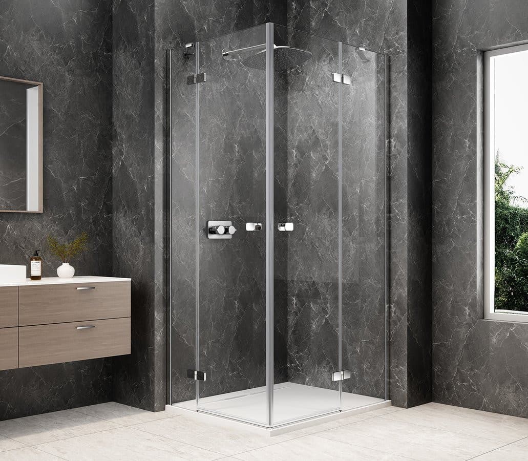 GLOBE CHROME prostokątna kabina prysznicowa 1100x800mm, wejście z rogu, szkło czyste