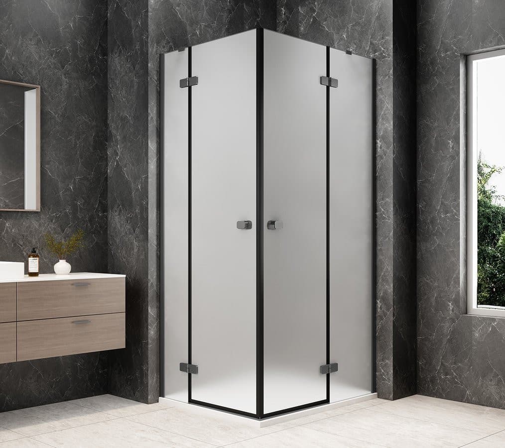GLOBE GUN METAL prostokątna kabina prysznicowa 1000x800mm, wejście z rogu, szkło matowe