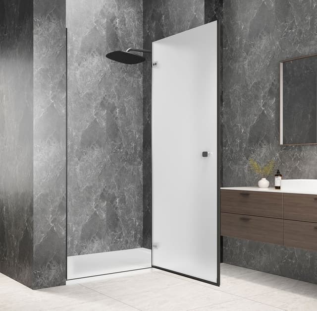 GLOBE GUN METAL drzwi prysznicowe do wnęki 900mm, szkło matowe, prawe