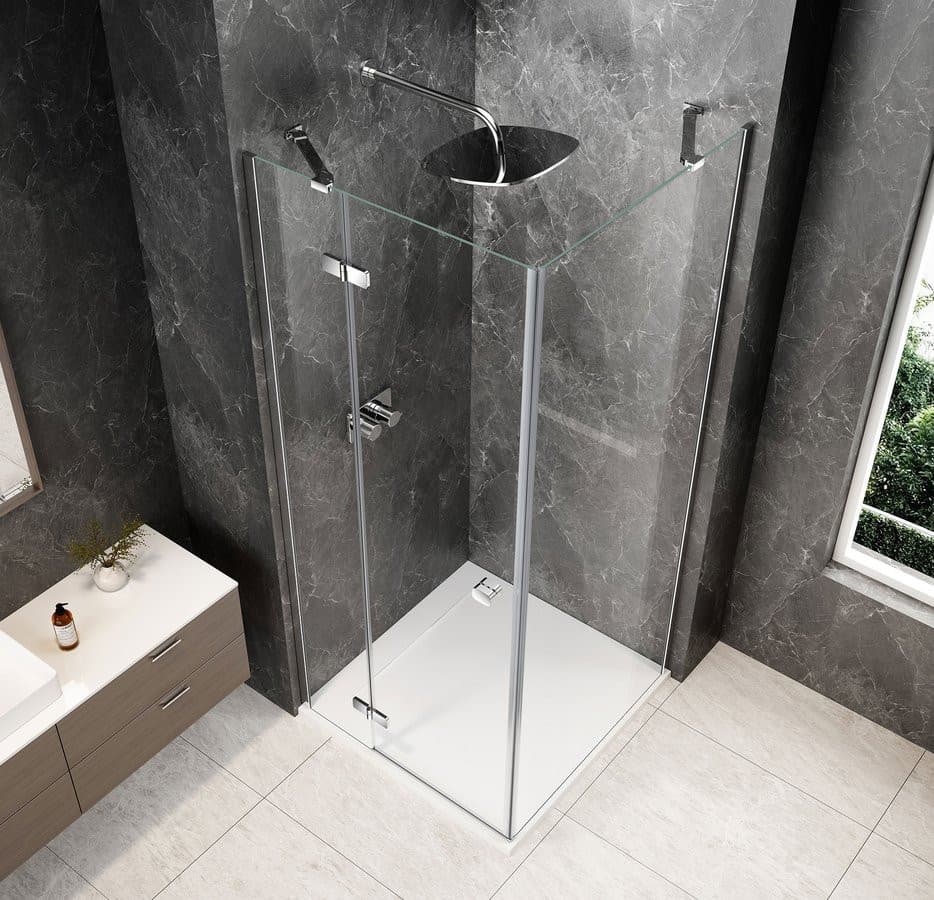 GLOBE CHROME kwadratowa kabina prysznicowa 800x800mm, szkło czyste, lewe
