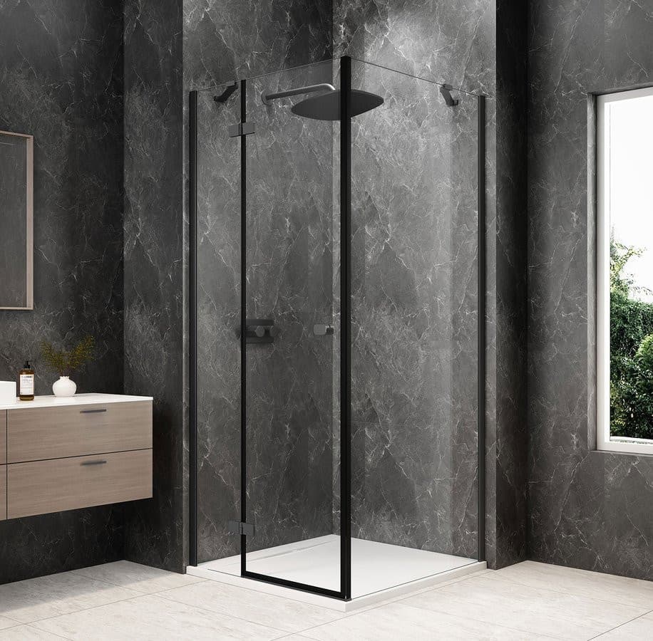GLOBE GUN METAL kwadratowa kabina prysznicowa 800x800mm, szkło czyste, lewe