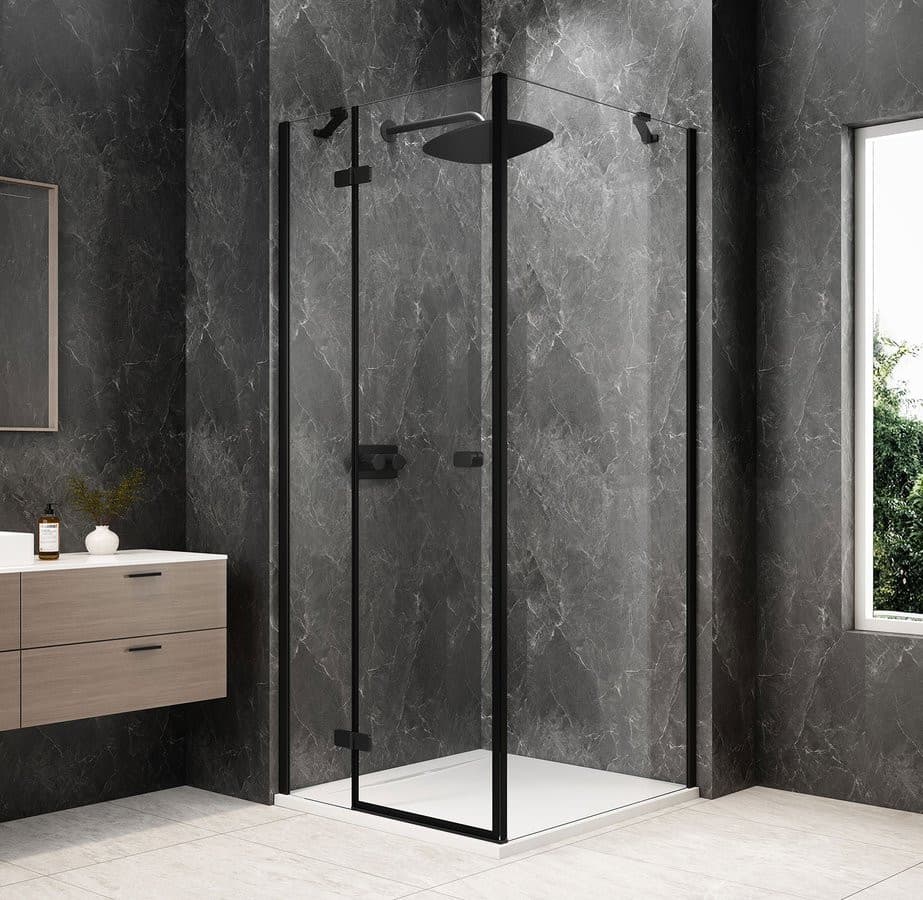 GLOBE BLACK kwadratowa kabina prysznicowa 900x900mm, szkło czyste, lewe