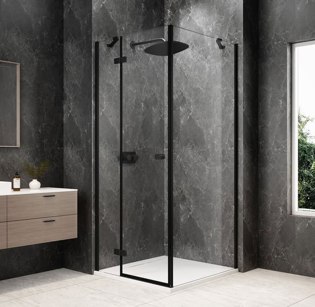 GLOBE BLACK kwadratowa kabina prysznicowa 900x900mm, szkło czyste, lewe
