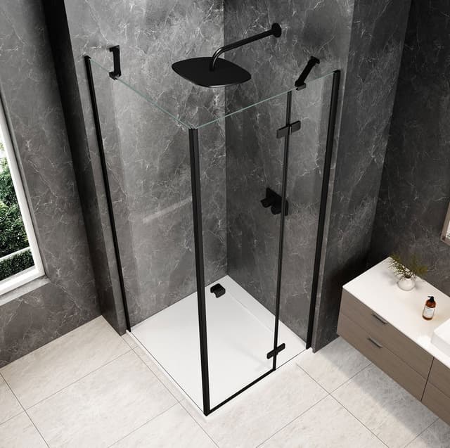 GLOBE BLACK kwadratowa kabina prysznicowa 1000x1000mm, szkło czyste, prawe
