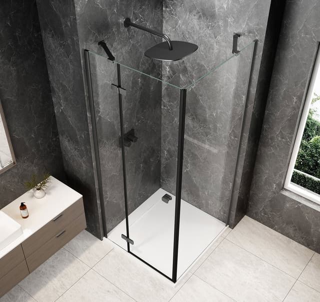 GLOBE GUN METAL kwadratowa kabina prysznicowa 1000x1000mm, szkło czyste, lewe