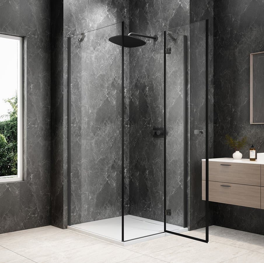 GLOBE GUN METAL kwadratowa kabina prysznicowa 1000x1000mm, szkło czyste, prawe