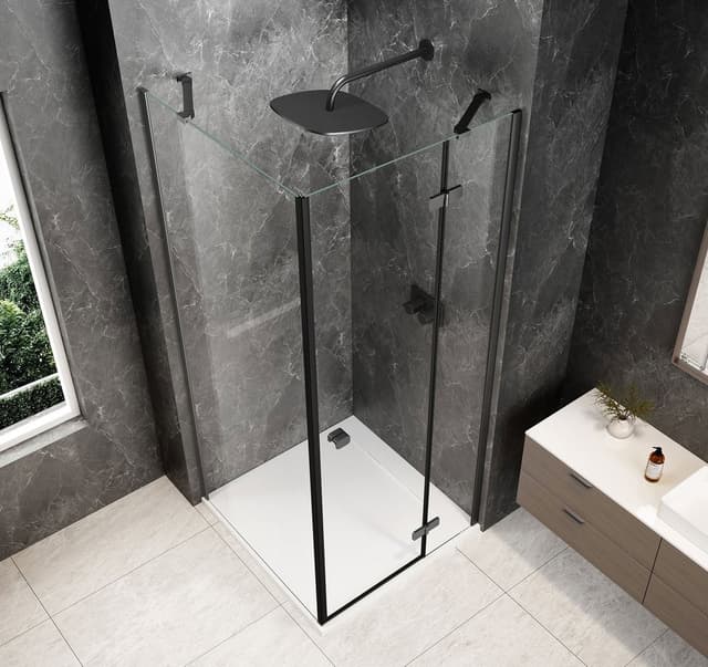 GLOBE GUN METAL kwadratowa kabina prysznicowa 1000x1000mm, szkło czyste, prawe