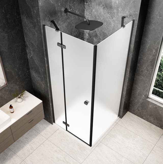 GLOBE GUN METAL kwadratowa kabina prysznicowa 800x800mm, szkło matowe, lewe
