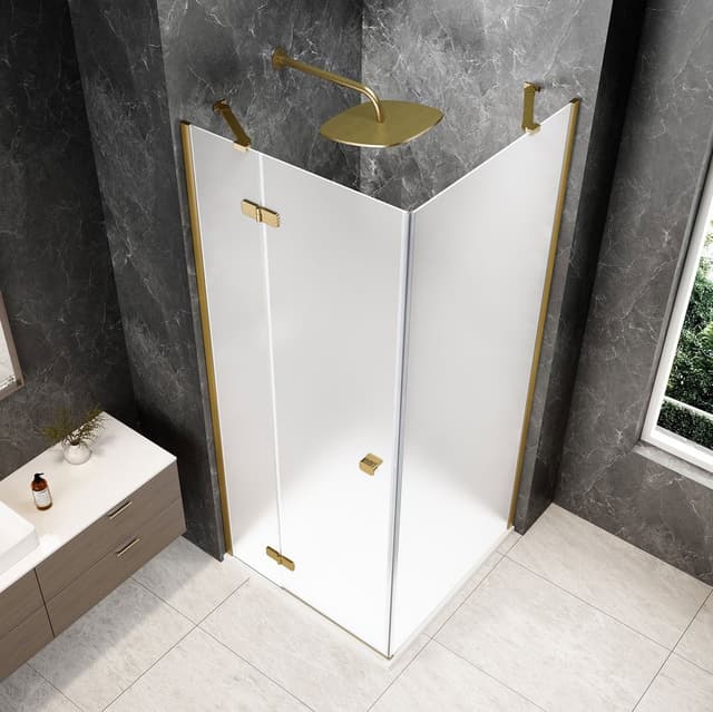 GLOBE GOLD MATT kwadratowa kabina prysznicowa 900x900mm, szkło matowe, lewe