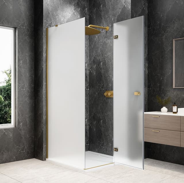 GLOBE GOLD MATT kwadratowa kabina prysznicowa 900x900mm, szkło matowe, prawe
