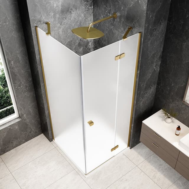 GLOBE GOLD MATT kwadratowa kabina prysznicowa 900x900mm, szkło matowe, prawe