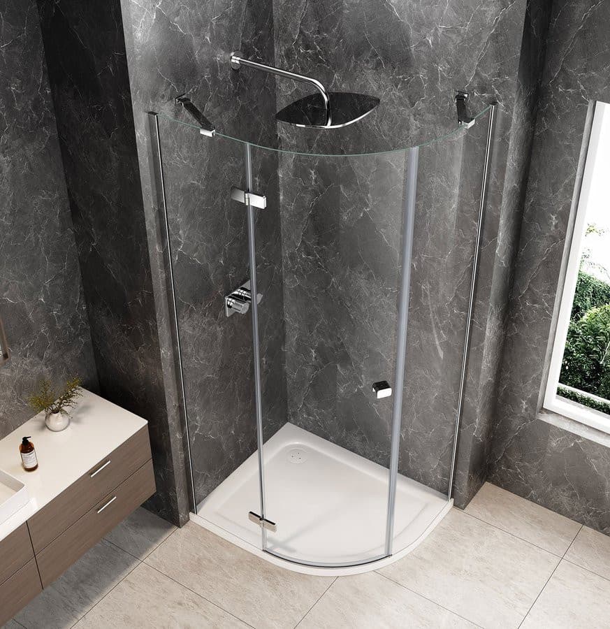 GLOBE CHROME kabina prysznicowa półokrągła 900x800mm, szkło czyste, lewe