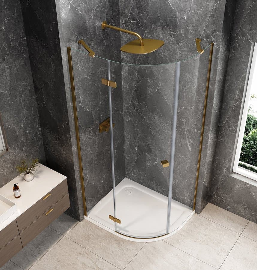 GLOBE GOLD MATT kabina prysznicowa półokrągła 1000x800mm, szkło czyste, lewe