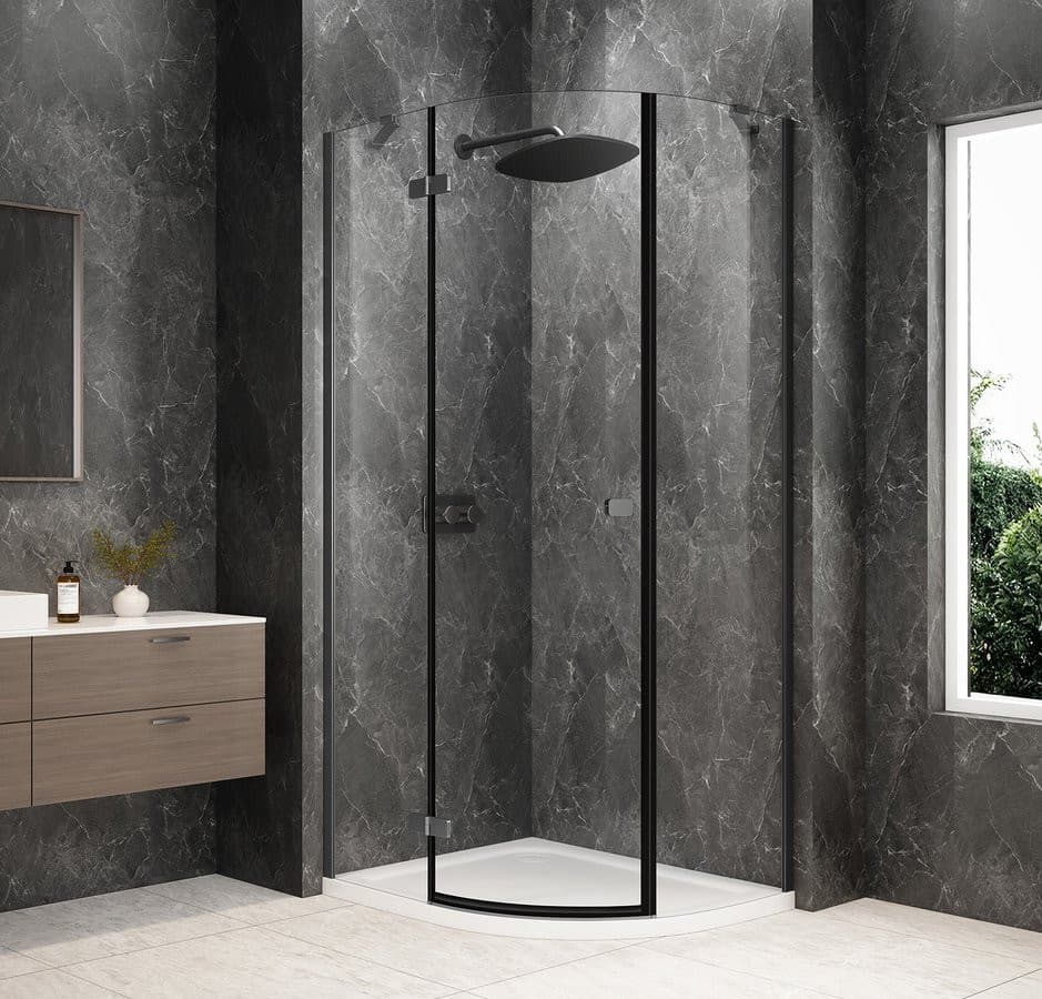 GLOBE GUN METAL kabina prysznicowa półokrągła 1000x800mm, szkło czyste, lewe