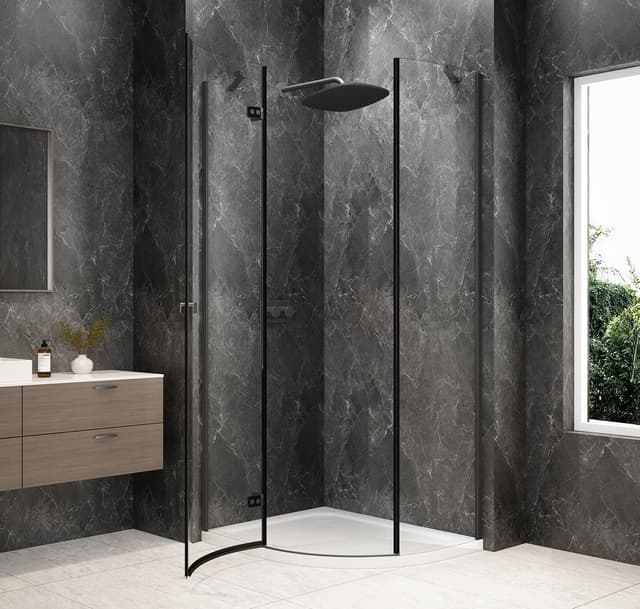 GLOBE GUN METAL kabina prysznicowa półokrągła 1000x800mm, szkło czyste, lewe