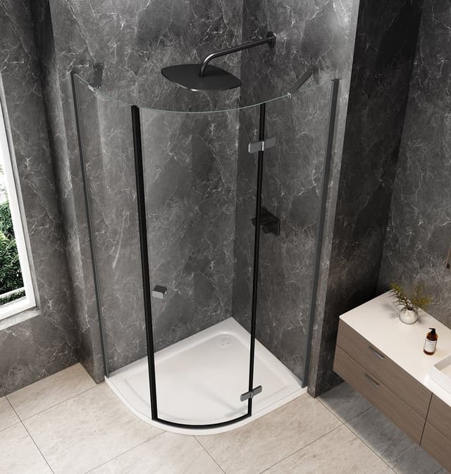 GLOBE GUN METAL kabina prysznicowa półokrągła 1000x800mm, szkło czyste, prawe
