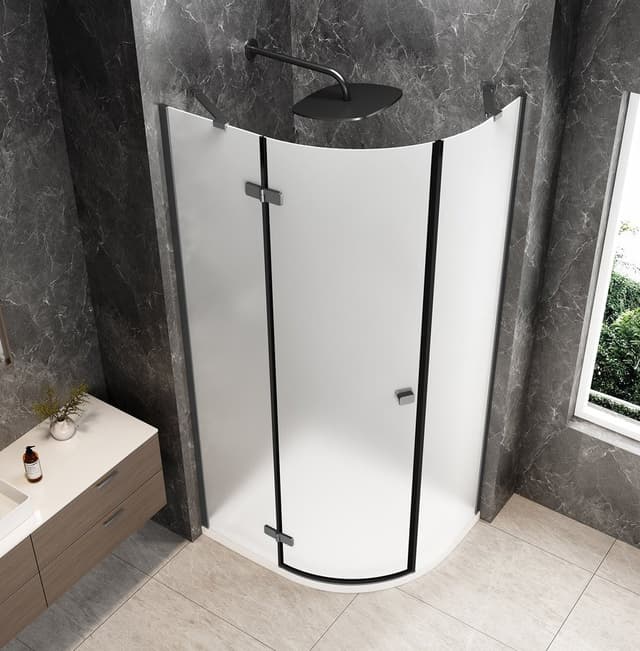 GLOBE GUN METAL kabina prysznicowa półokrągła 900x800mm, szkło matowe, lewe