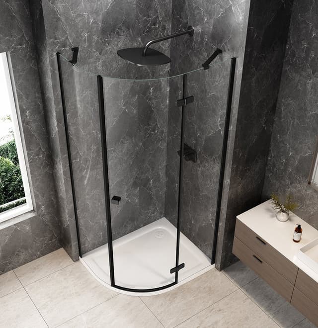 GLOBE BLACK kabina prysznicowa półokrągła 1000x900mm, szkło czyste, prawe