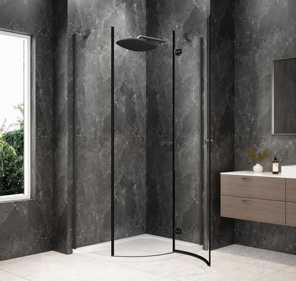 GLOBE GUN METAL kabina prysznicowa półokrągła 1000x900mm, szkło czyste, prawe