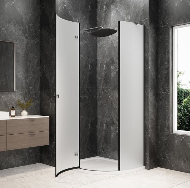 GLOBE GUN METAL kabina prysznicowa półokrągła 1000x900mm, szkło matowe, lewe