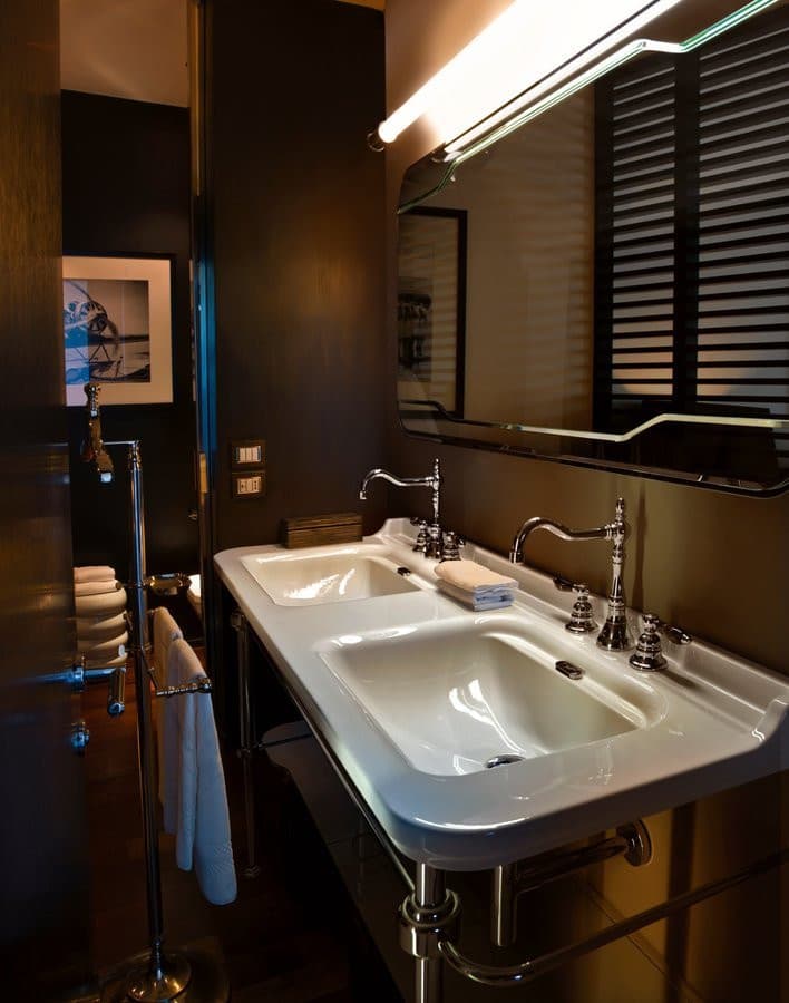 WALDORF podpora podwójnej umywalki 150 cm z półką szklaną, chrom