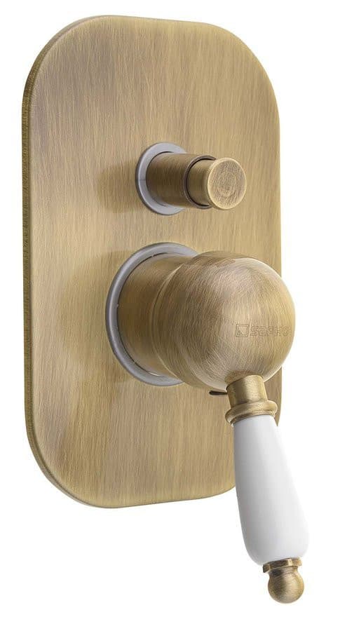 Bateria prysznicowa podtynkowa KIRKÉ WHITE 2 wyjścia brąz z białym uchwytem