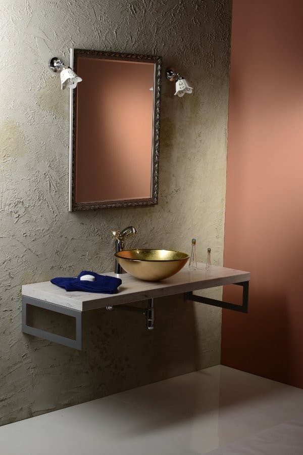 ANTEA wysoka bateria umywalkowa z odpływem, retro, chrom/złoto