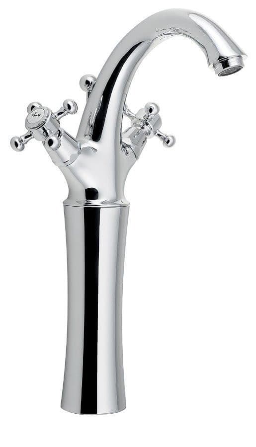 Bateria umywalkowa ANTEA retro, wysoka, z odpływem, chrom (300 mm)