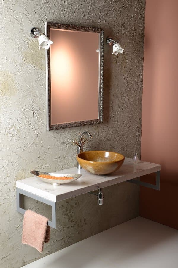 ANTEA wysoka bateria umywalkowa z odpływem, retro, chrom/złoto