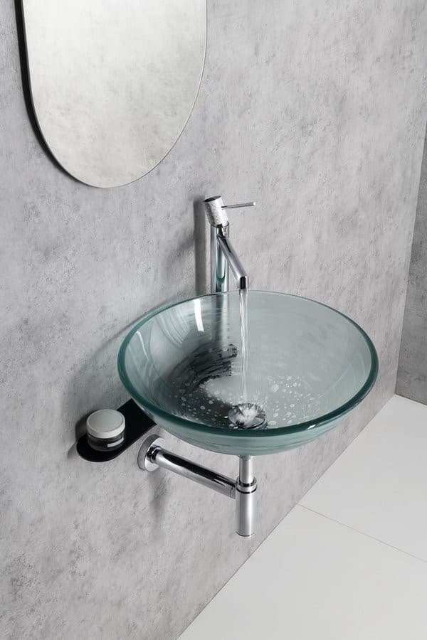 RIPPLE szklana umywalka nablatowa Ø 42 cm przezroczysta tekstura