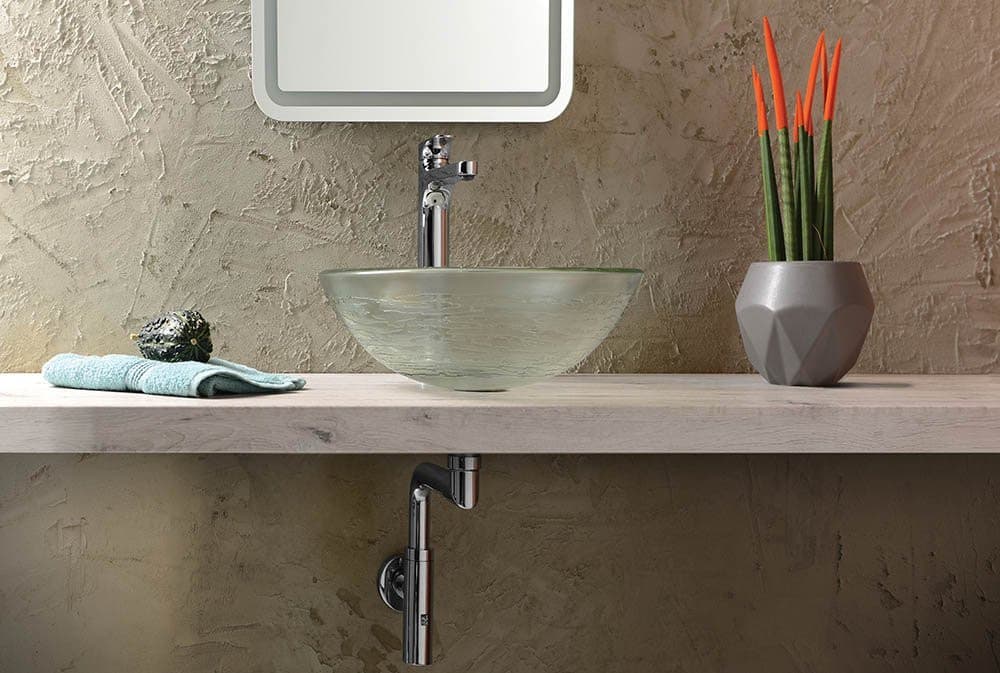 RIPPLE szklana umywalka nablatowa Ø 42 cm przezroczysta tekstura