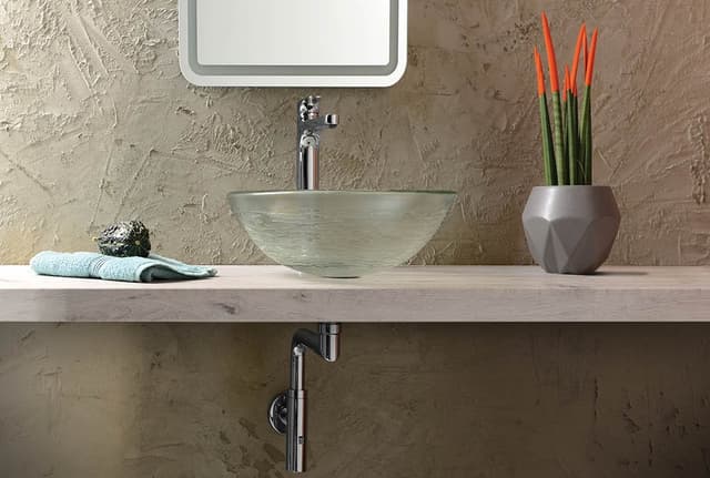 RIPPLE szklana umywalka nablatowa Ø 42 cm przezroczysta tekstura