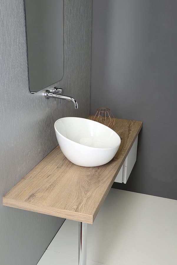 DOME OBLIQUO wysoka umywalka ceramiczna nablatowa, Ø 44,5 cm, biały