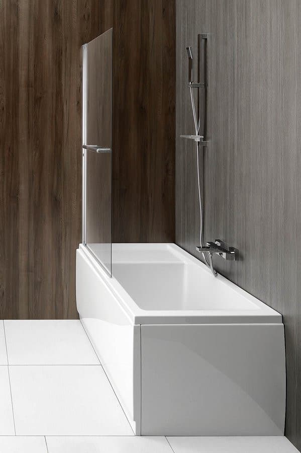 RIONI parawan wannowy podnoszony pneumatycznie, szer. 710 mm, szkło czyste, chromowany