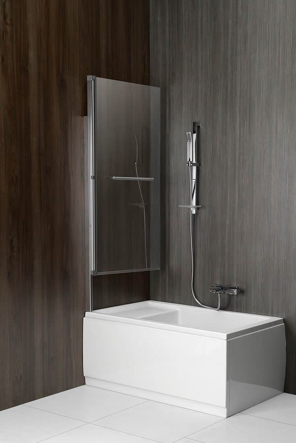 RIONI parawan wannowy podnoszony pneumatycznie, szer. 710 mm, szkło czyste, chromowany